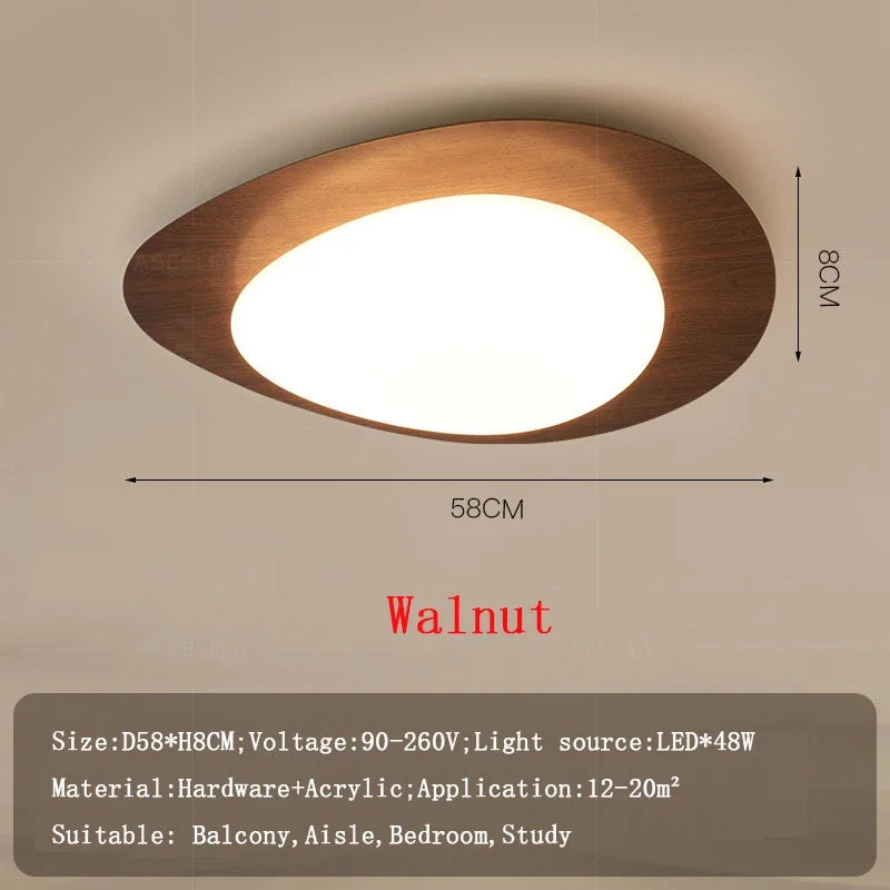 Plafonnier — LED en bois nordique acrylique avec galets noyer