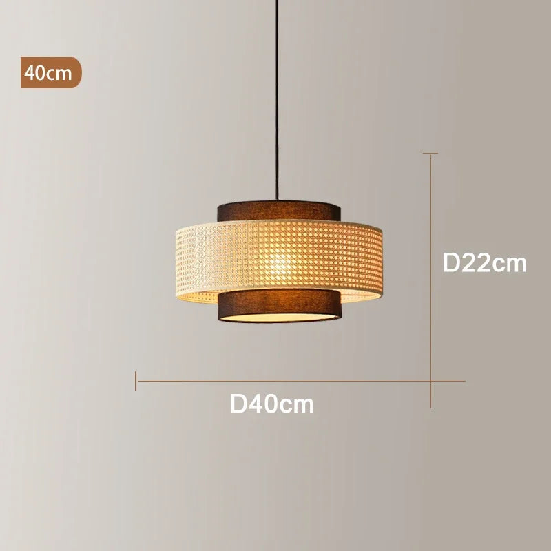 Suspension design à cannage en bambou rotin LED déco – Avelin Aube