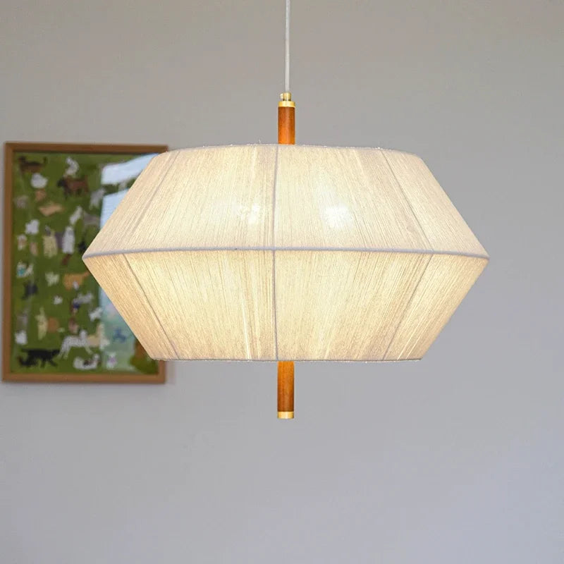 Suspension Vintage Lison Brume en Corde de Chanvre et Rotin