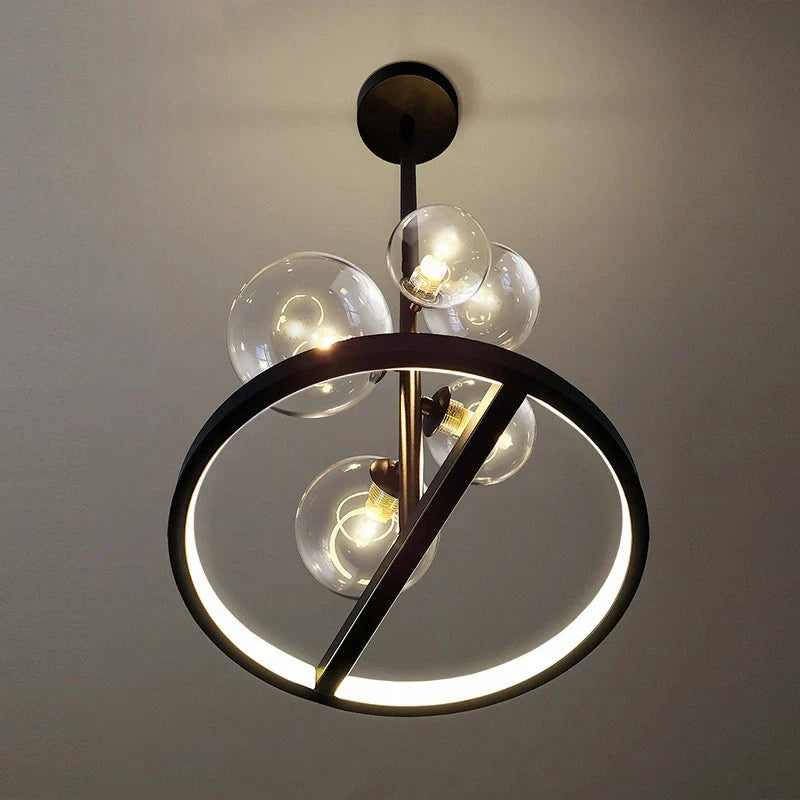 Lustre — Moderne en verre transparent avec bulles en métal