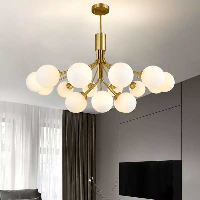Lustre — Boule de verre nordique LED or luxe chambre cuisine lampe magique haricot Apiales lustres pour salle à manger café éclairage