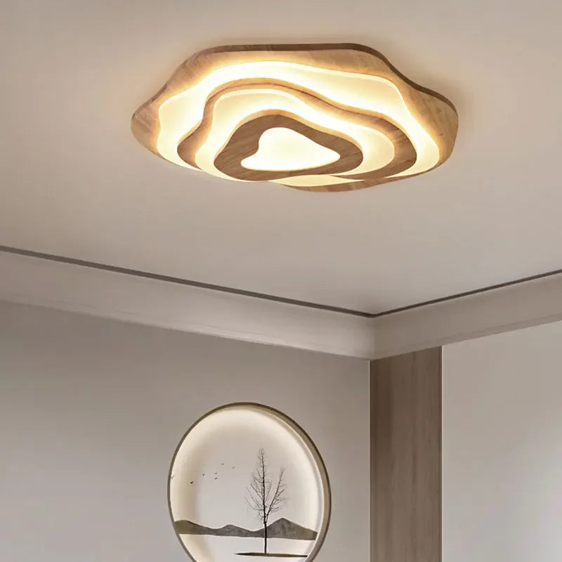 Plafonnier — LED en bois design nordique avec télécommande