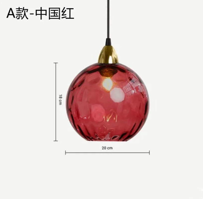 Lustre — Boule de verre coloré nordique lampes suspendues moderne Grain d'eau Restaurant cuisine luminaire suspendu chambre lampe de chevet