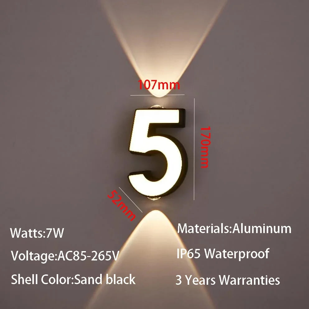 Applique murale — LED numéro de chiffre intérieur et extérieur IP65 étanche moderne minimalisme Style aluminium porche lumières de jardin