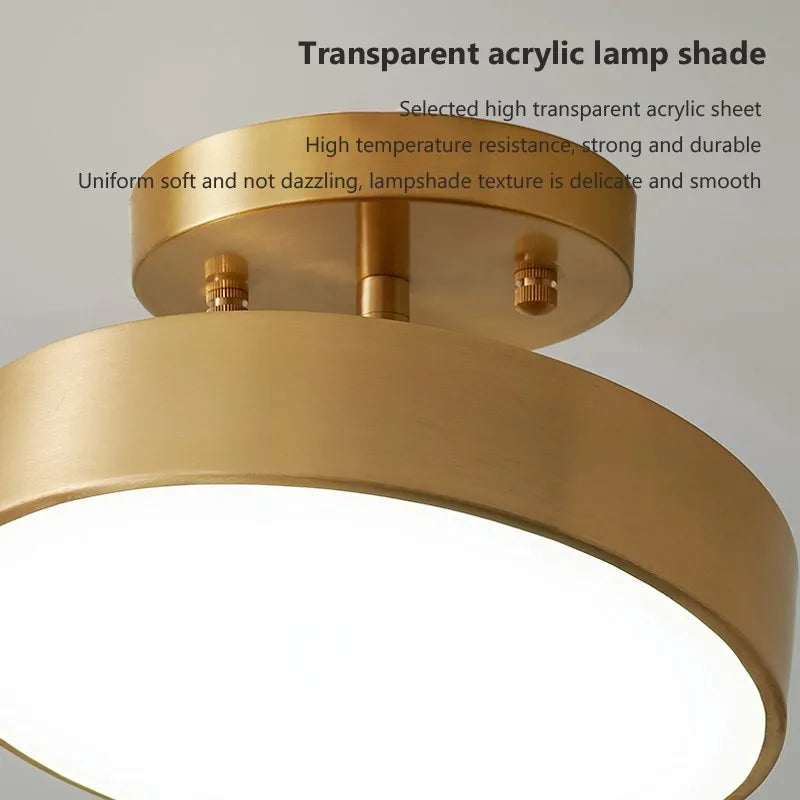 Plafonnier cuivre led simple rond vestiaire Zita Perspective - Des Reflets pour Souligner le Décor