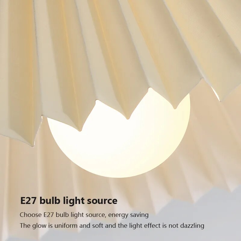 Plafonnier — Moderne LED bois tissu plissé