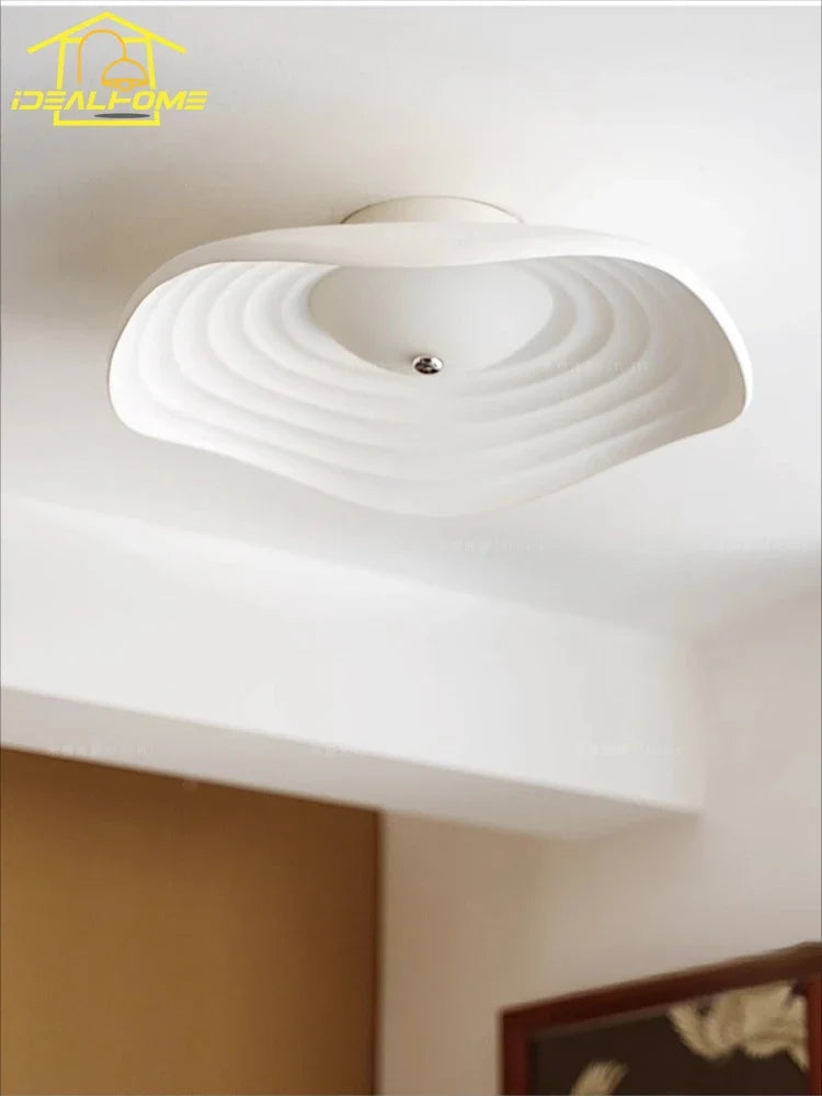 Plafonnier — LED rétro en résine feuille de lotus décoration moderne