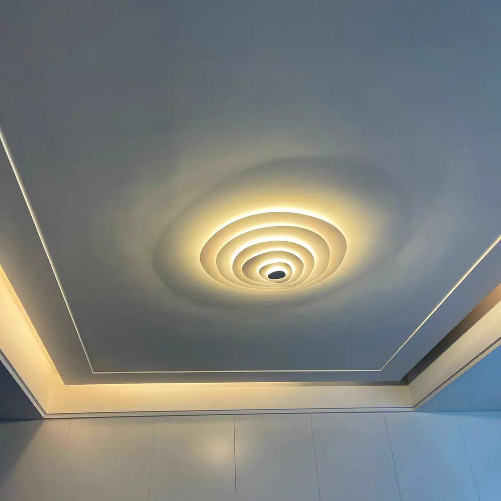 Lustre — Anneaux annuels modernes LED lustre intérieur salon ondulation forme meubles de maison décoration fer blanc corps couleur lampe éclairage