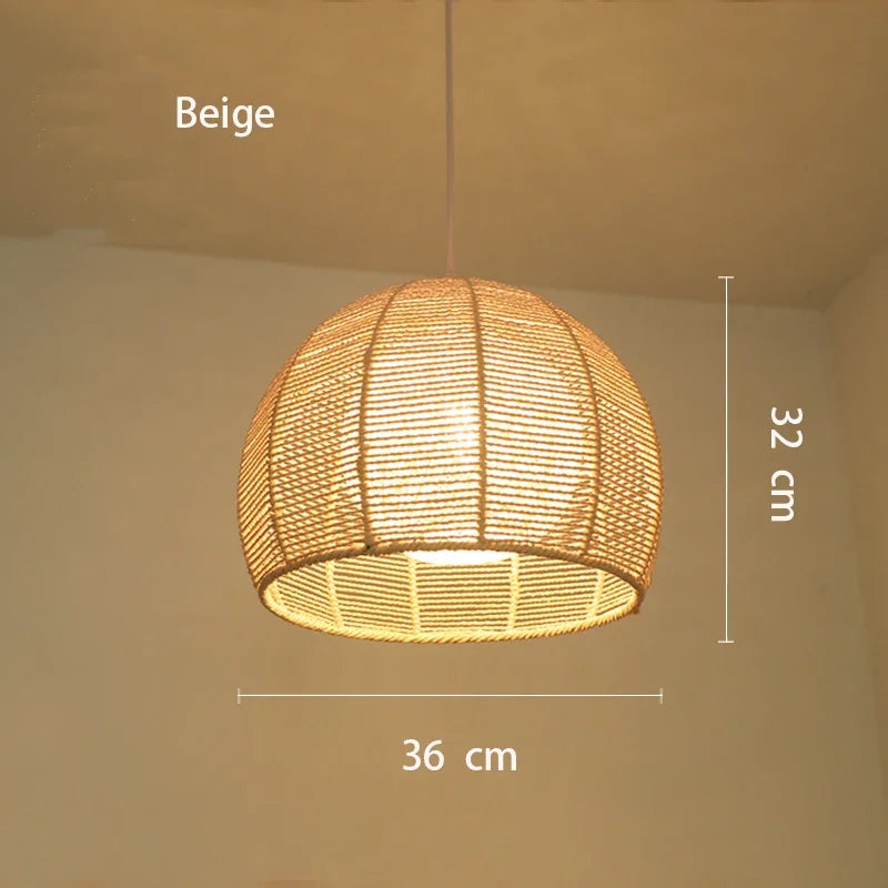 Lustre Naturel Émilie Sillage en Corde de Chanvre — Beige 36 cm