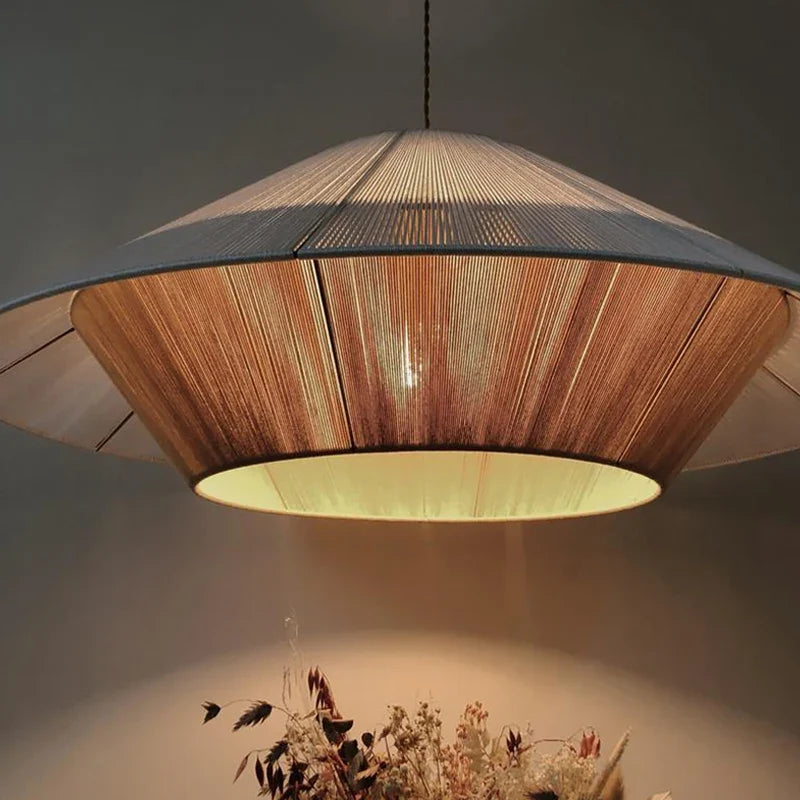 Lustre Naturel Gabriel Sillage en Corde de Chanvre et Rotin