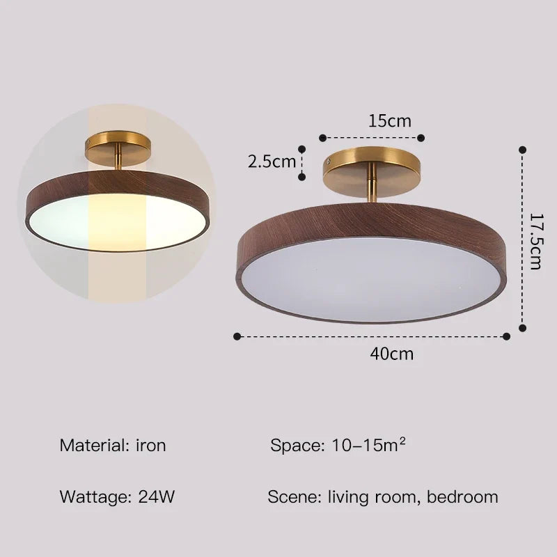 Plafonnier moderne rond imitation bois pour intérieur élégant Aurore Traverse - Une Note Singulière dans le Décor
