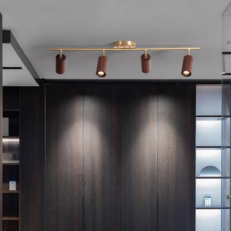 Spot de plafond en noyer et laiton pour salon, salle à manger, îlot de cuisine, couloir et chambre Pauline Arabesque - Une Touche Naturelle dans le Décor