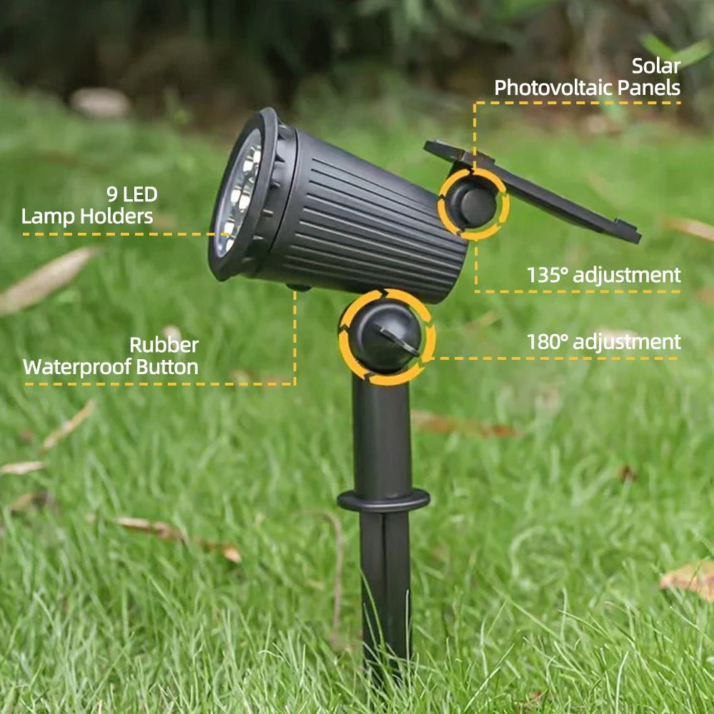 Spot solaire LED RVB à luminosité réglable pour jardin, IP65 – Chromélie