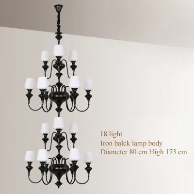 Lustre — À LED en cuivre noir pour décoration d'hôtel élégant