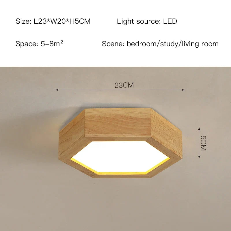 Plafonnier — En bois design moderne hexagonal avec éclairage LED