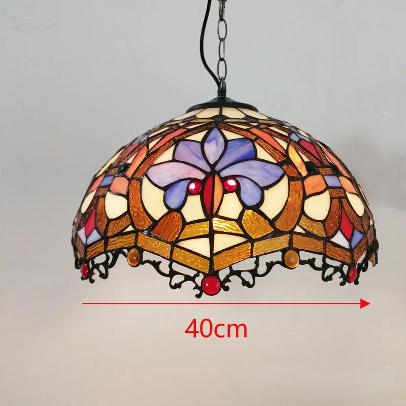 Lustre tiffany vitrail style méditerranéen pour intérieur élégant Héloïse Alizé en Verre - Reflets Délicats & Élégance Visuelle