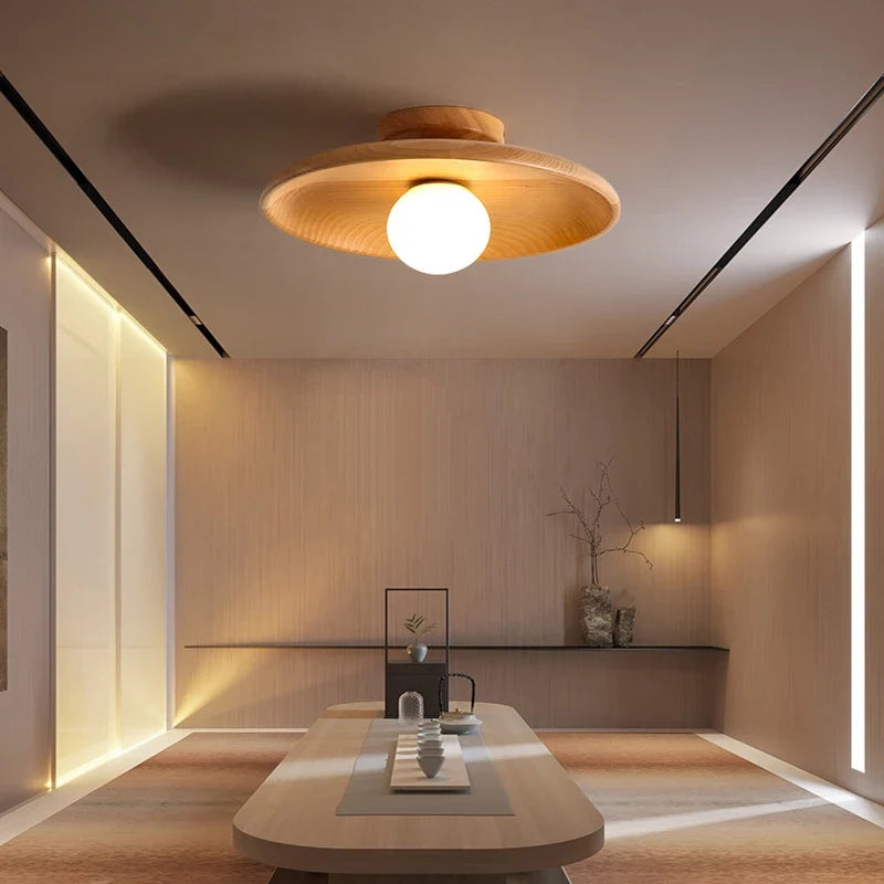 Plafonnier — Nordique plafonnier rond en bois pour vestiaire chambre salle d'étude couloir enfant maison intérieur éclairage de haute qualité