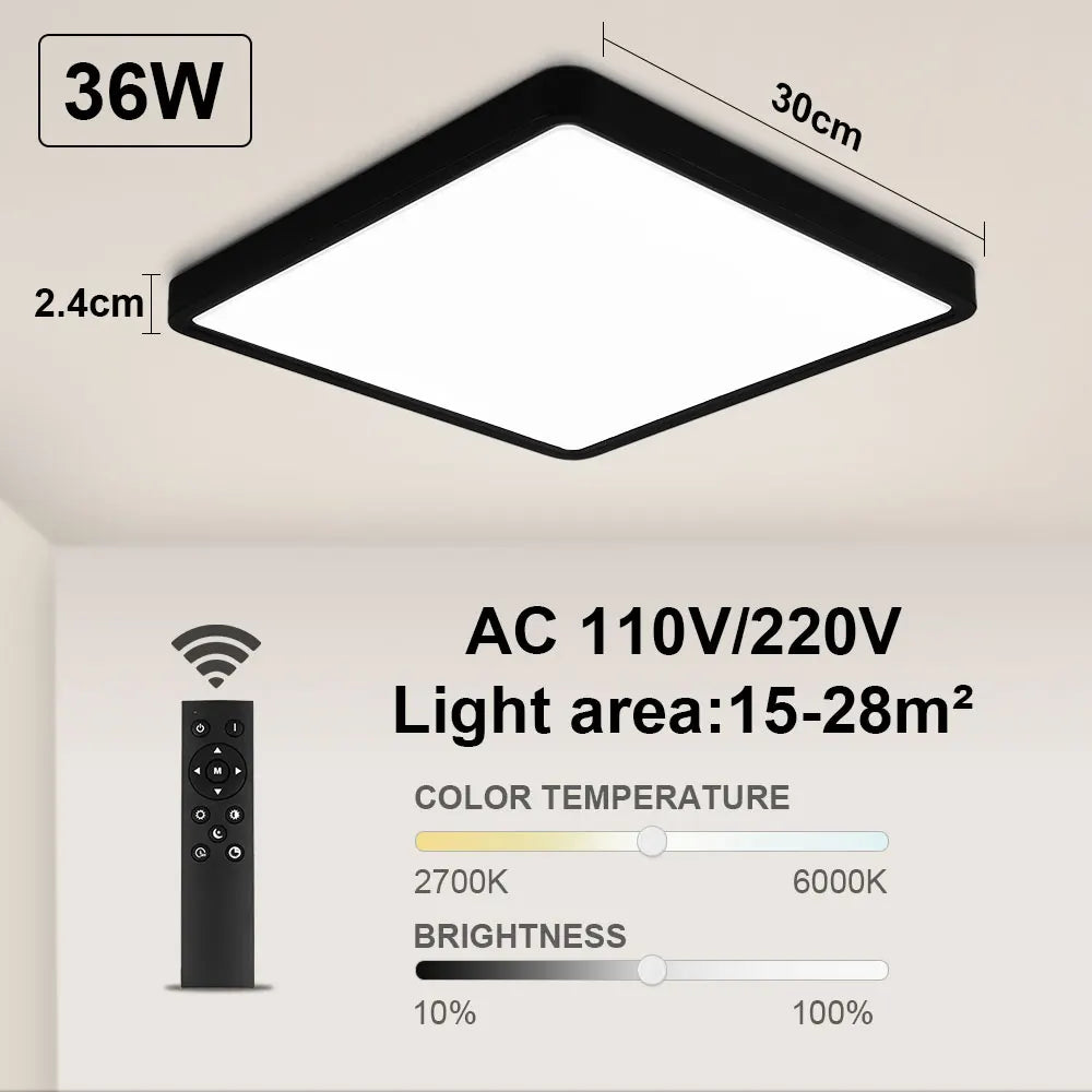 Plafonnier Tuya Smart LED App commande vocale Alexa Google télécommande plafonniers carrés salon chambre éclairage Adrien Courbe - Une Silhouette Graphique Affirmée