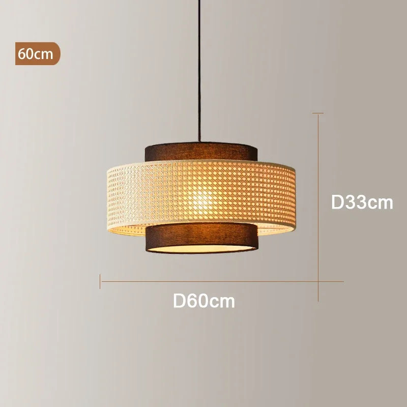Suspension design à cannage en bambou rotin LED déco – Avelin Aube