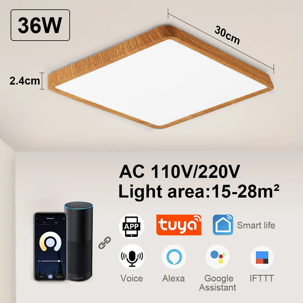 Plafonnier Tuya Smart LED App commande vocale Alexa Google télécommande plafonniers carrés salon chambre éclairage Adrien Courbe - Une Silhouette Graphique Affirmée