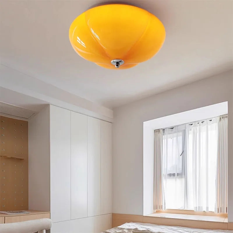 Plafonnier — Rétro LED minimaliste Orange citrouille en verre pour chambre couloir entrée salle d'étude décor à la maison