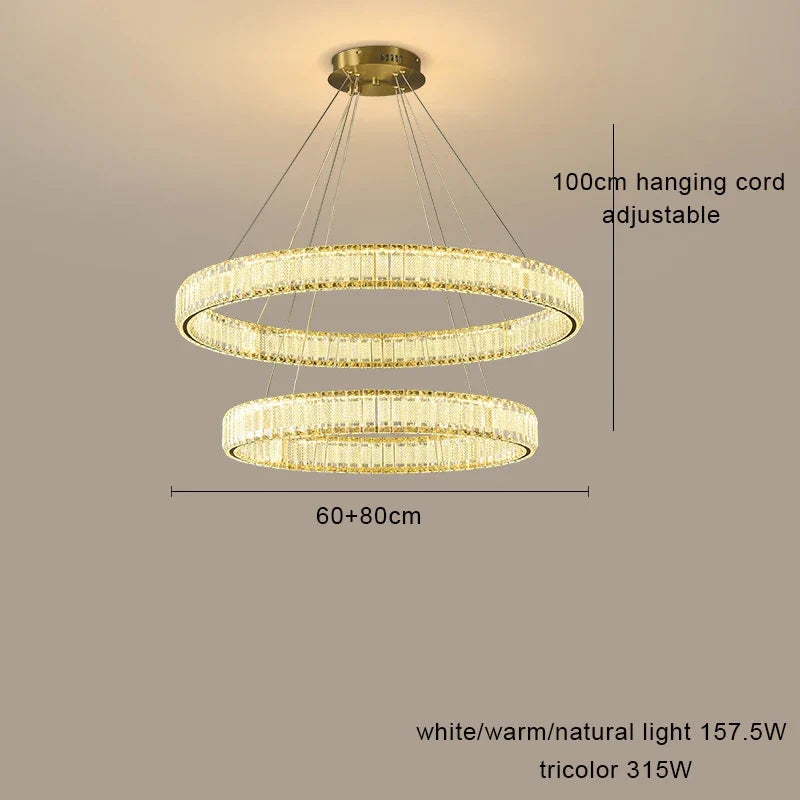Lustre — LED en cristal fantaisie lumière suspendue moderne
