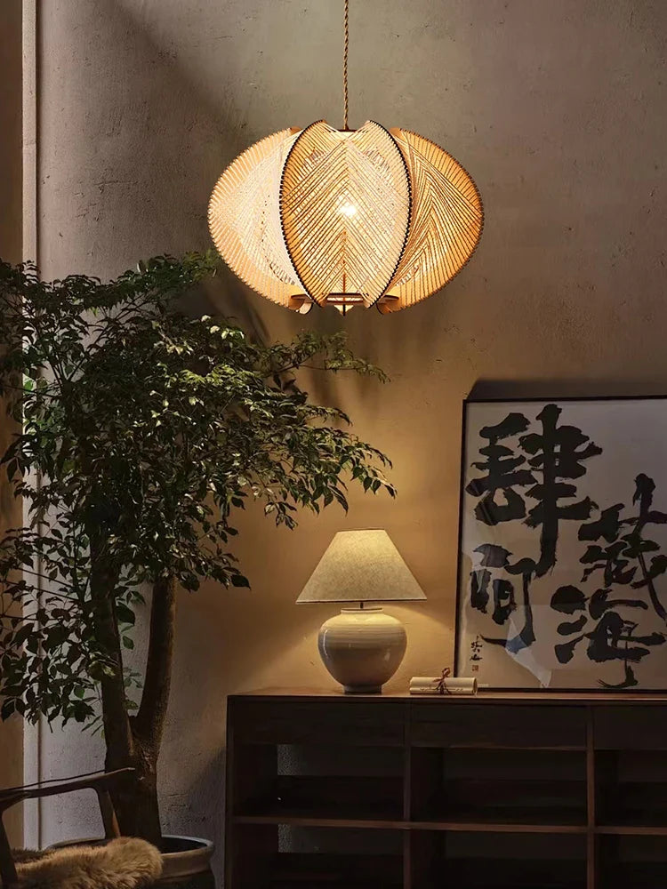Lustre Japonais Marceau Brume en Corde de Chanvre