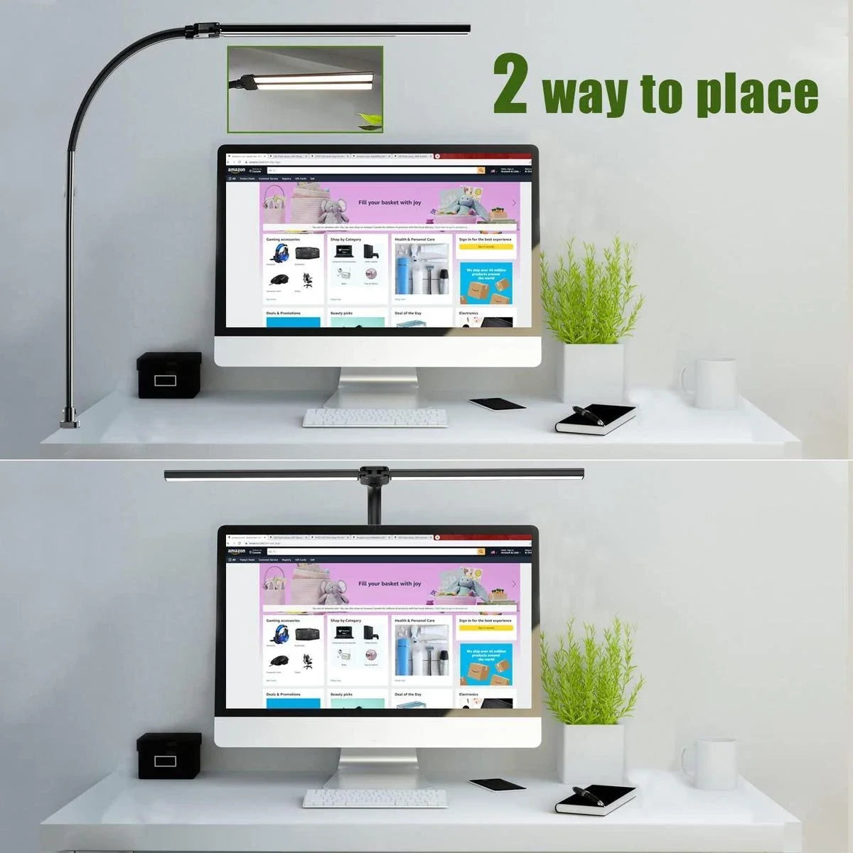 Lampe de bureau — À double tête à pince LED adjustable