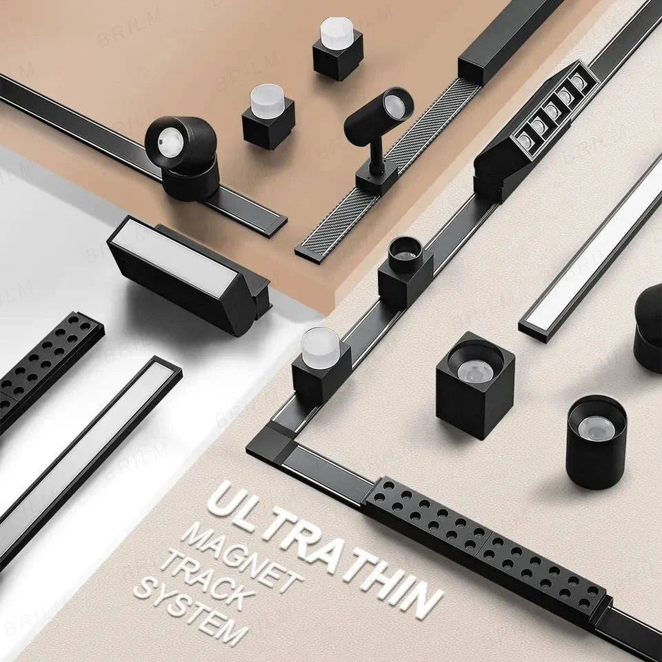 Luminaire — Rail d'éclairage magnétique ultra fin montage en surface pour magasin