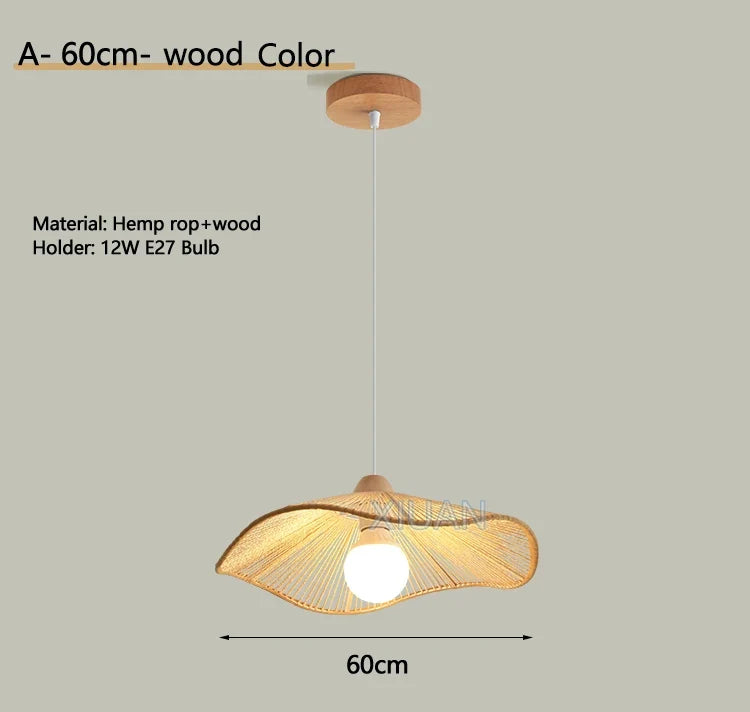 Lustre Wabi-sabi Joséphine Brume en Corde de Chanvre — A Bois 60cm / 3 Température de couleur