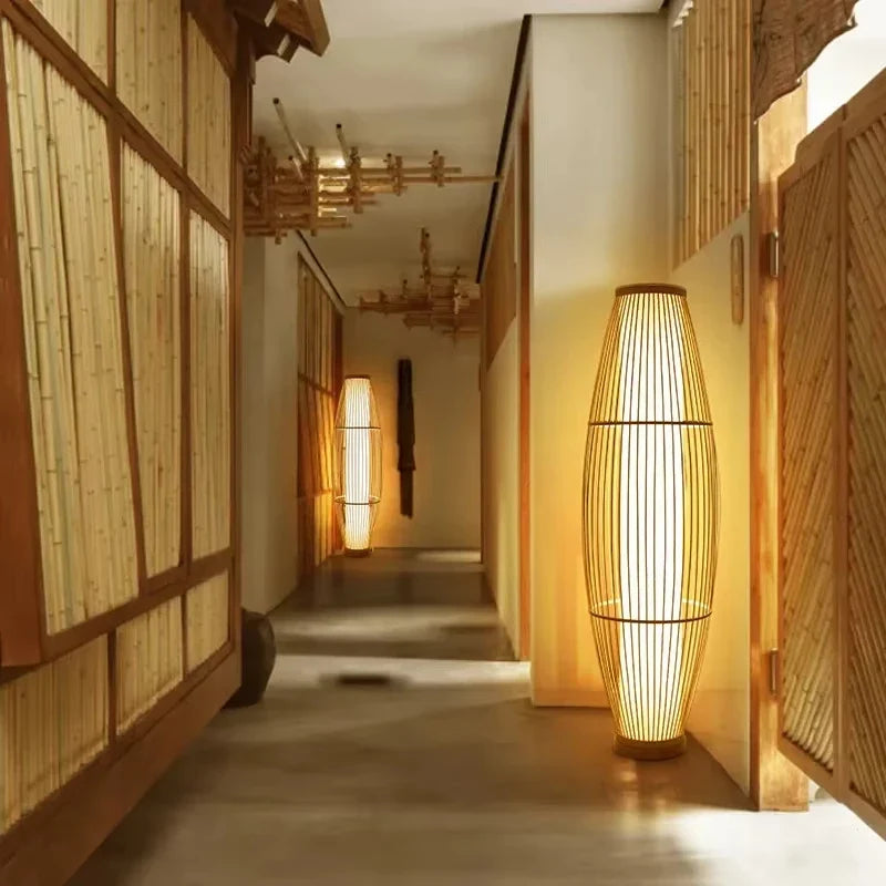 Lampe Grande Japonaise Alma Sérénade en Bambou - Une Note Naturelle dans le Décor