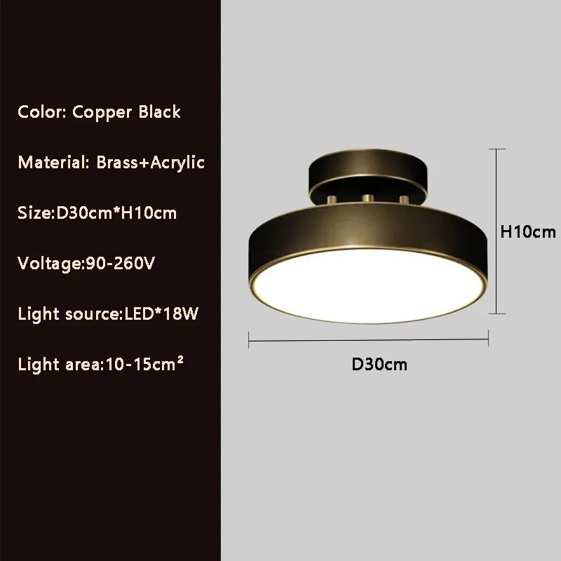 Plafonnier cuivre led simple rond vestiaire Zita Perspective - Des Reflets pour Souligner le Décor