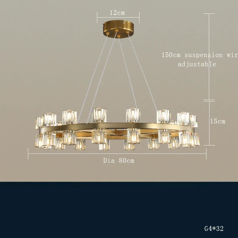 Lustre — En laiton et cristal pour décoration de luxe
