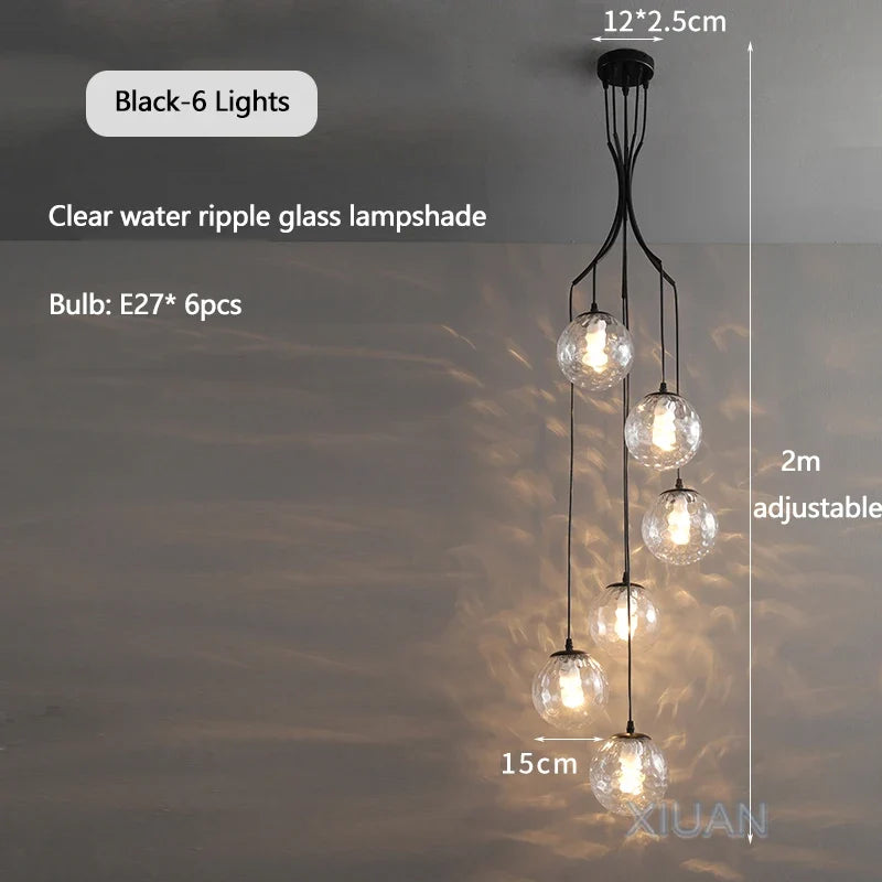 Lustre — Nordique avec lampes de boule en verre laiteux suspendues