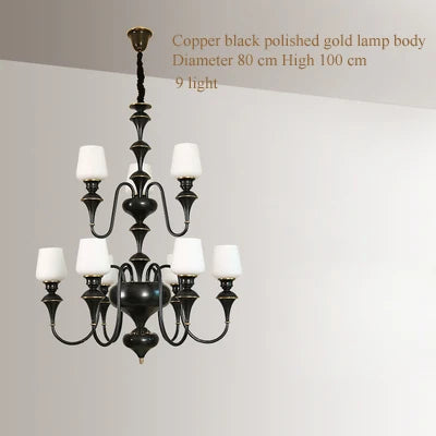 Lustre — À LED en cuivre noir pour décoration d'hôtel élégant