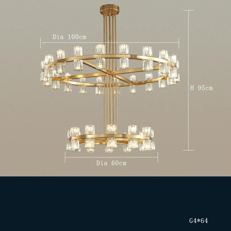 Lustre — En laiton et cristal pour décoration de luxe