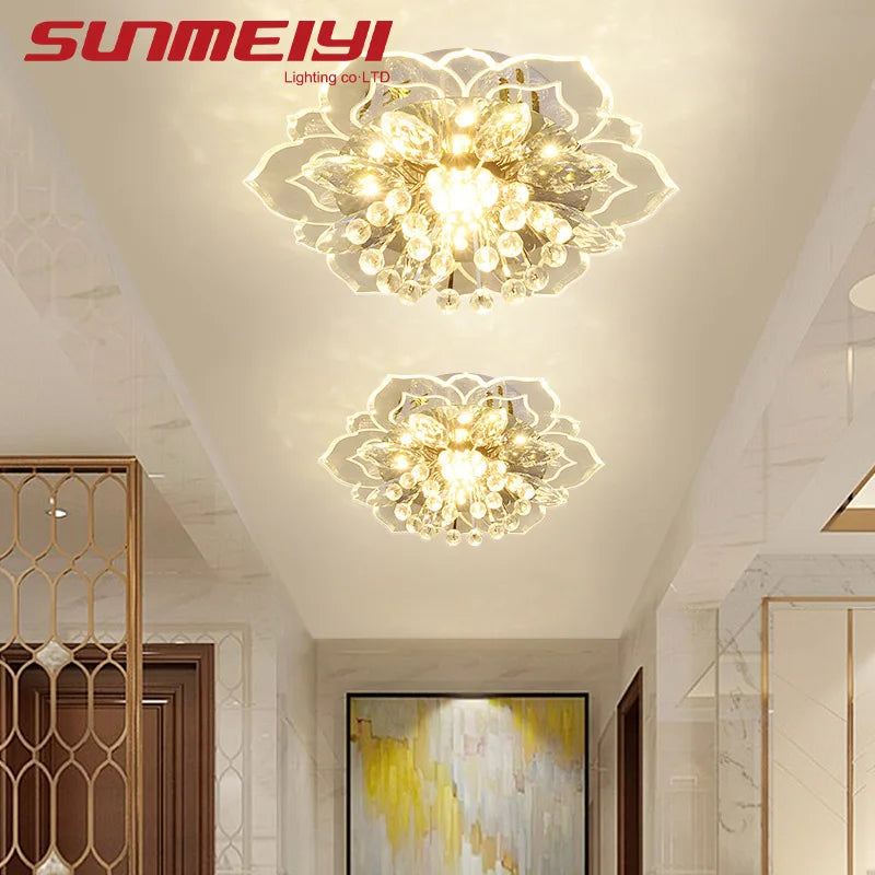Plafonnier led en cristal de luxe pour décoration balcon Hortense Saison - Une Note Scintillante dans le Décor