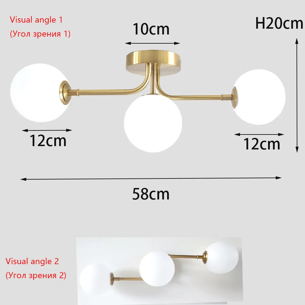 Plafonnier — Boule simple en acrylique pour divers espaces