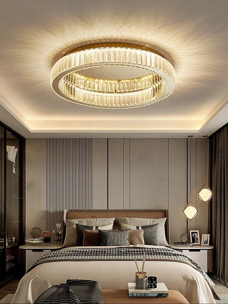 Lustre — Rond en cristal dimmable LED de luxe