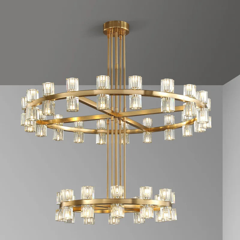 Lustre — Moderne en cuivre LED avec cristaux pour hôtel et foyer