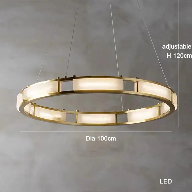 Lustre — Rond en marbre LED post-moderne à intensité réglable