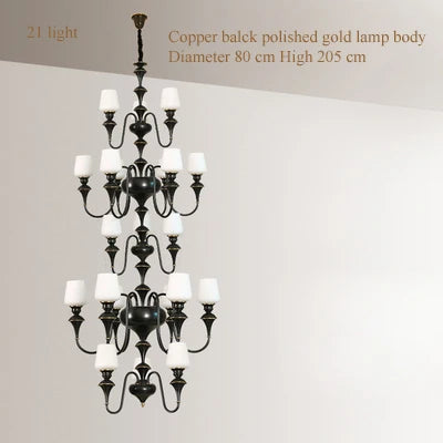 Lustre — À LED en cuivre noir pour décoration d'hôtel élégant