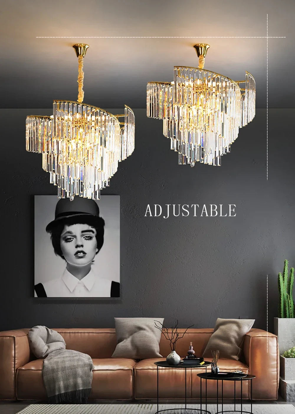 Lustre — En cristal design dimmable pour une ambiance élégante