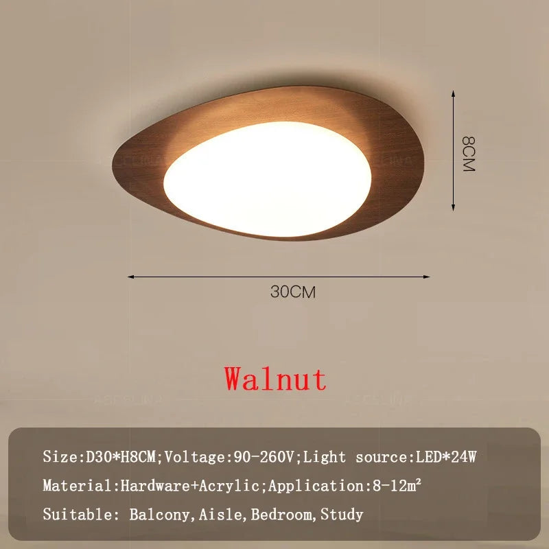 Plafonnier — LED en bois nordique acrylique avec galets noyer