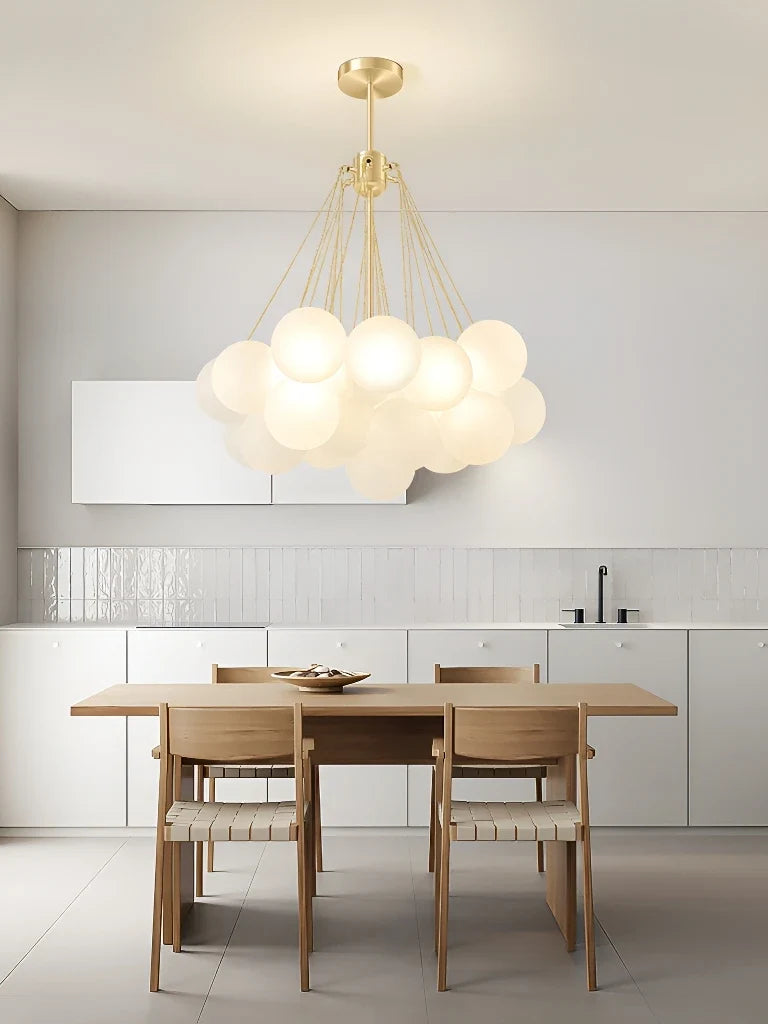 Suspension — LED élégant moderne bulle boule plafond lustre ivoire verre suspension lumières nordique pour salle à manger Restaurant lampe suspendue