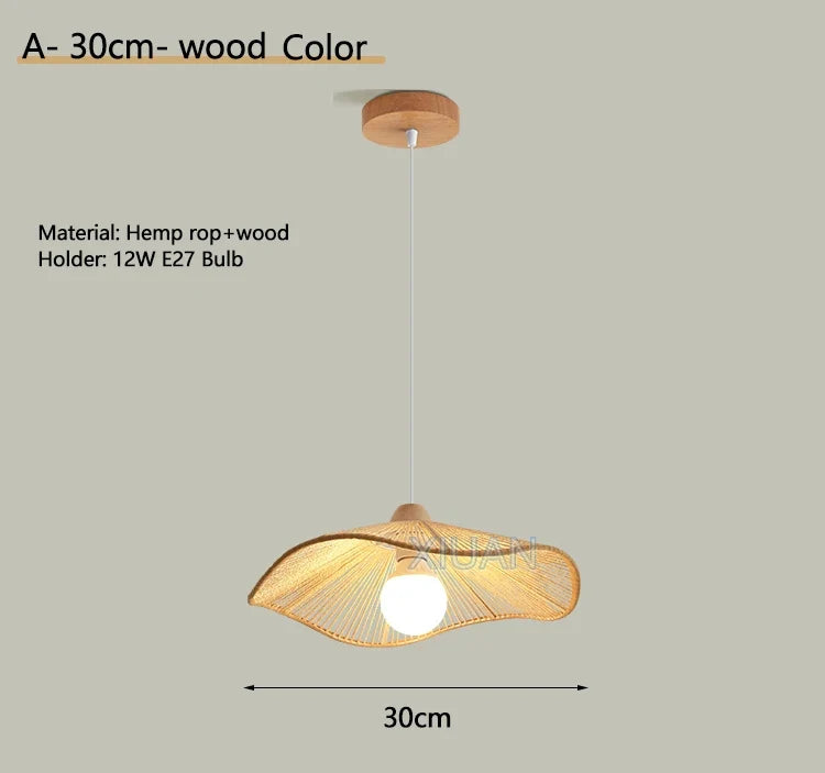 Lustre Wabi-sabi Joséphine Brume en Corde de Chanvre — A Bois 30cm / 3 Température de couleur