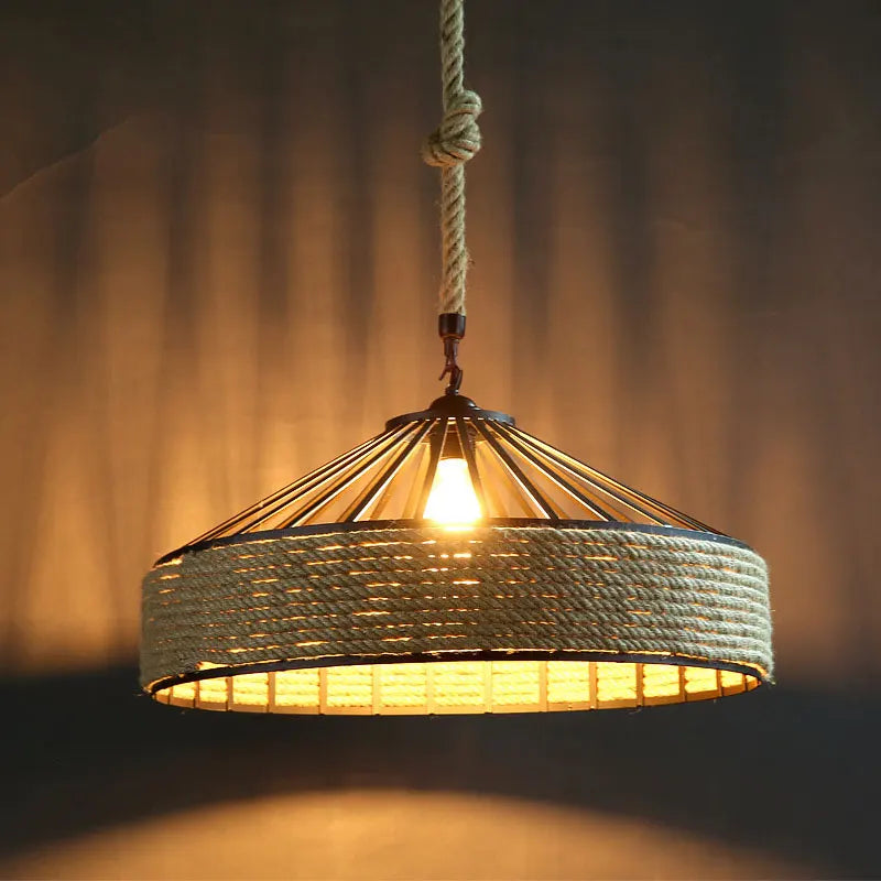 Lustre Industriel Henri Rivage en Corde et Métal