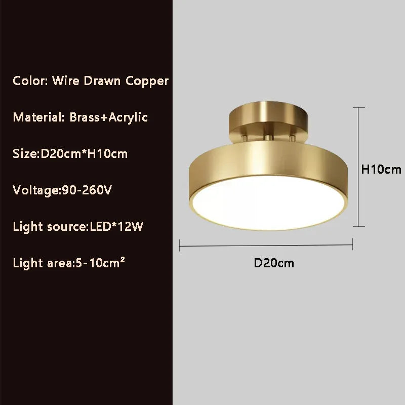Plafonnier cuivre led simple rond vestiaire Zita Perspective - Des Reflets pour Souligner le Décor