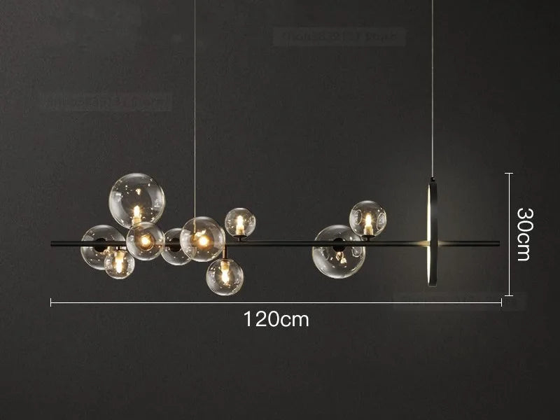 Lustre — Moderne en verre transparent avec bulles en métal