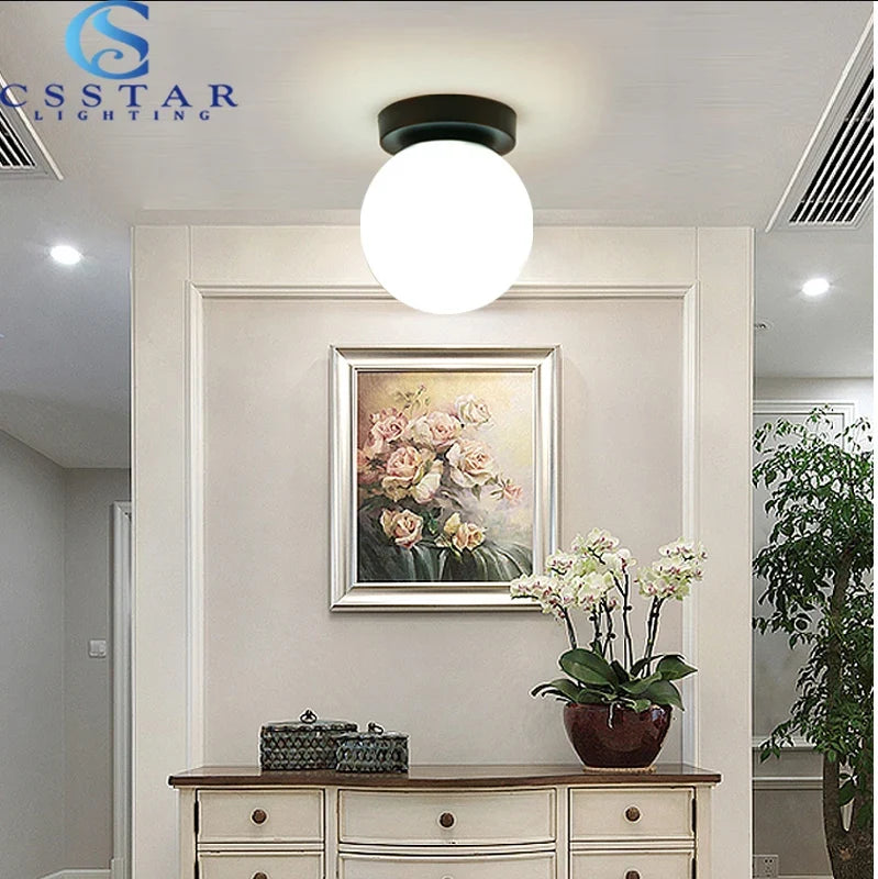 Plafonnier — Nordique Simple moderne rond boule de verre plafonnier salon éclairage couloir plafonnier chambre lampe lumière LED